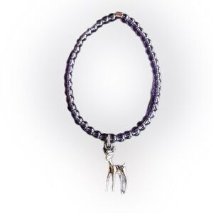 Handmade purple silver deer charm copper bracelet stretch elastic